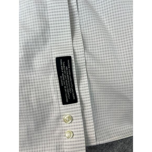 Jos A. Bank Wrinkle Free White Gray Check Cuff Link Dress Shirt 17-34 - Picture 3 of 5